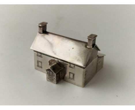 A ring box in the form of a gabled cottage, 2 inches wide, Sheffield 1986 by GWN, 81 g