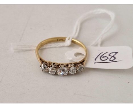 An Edwardian 5 stone old cut diamond ring 18ct gold SZ O  1.9g