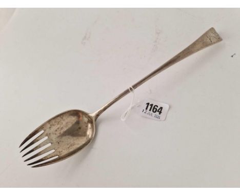 A George III serving fork with crested terminal, London 1798 by GS, 112 g