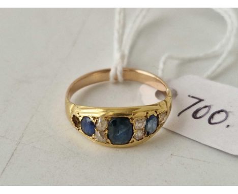 A sapphire and diamond ring 18ct gold one stone missing size L 2.7 gms