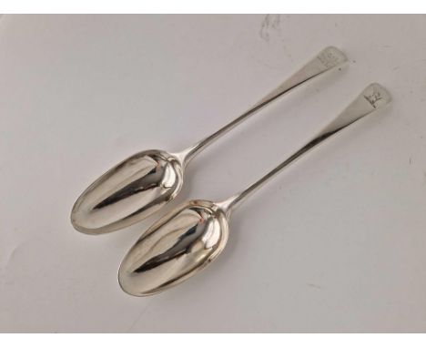 Two early George III crested table spoons, one 1794 by DC, 130g