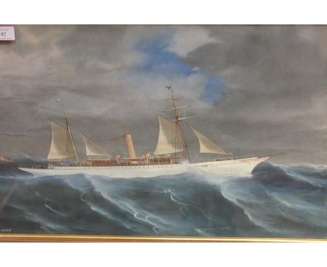 Antonio de Simone (Naples, fl. 1860-1900), The Steam Yacht Nahma, inscribed lower left and indistinctly signed lower right, b