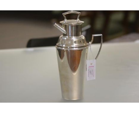 Asprey & Co., a silver-plated cocktail shaker, in the Art Deco taste, stamped marks. Height 30cm