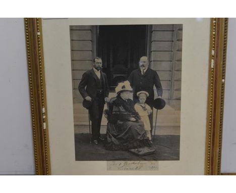 Queen Victoria; an albumen portrait photograph by John Chancellor of Dublin showing the Queen with her three heirs, Edward Pr