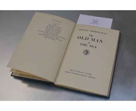 HEMINGWAY, Ernest. The Old Man & The Sea, London, Jonathan Cape, 1952, FIRST EDITION, lightly browned throughout, original pi