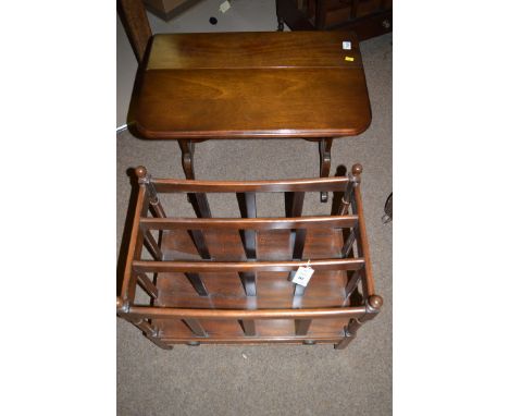 A reproduction mahogany canterbury; and a reproduction mahogany Sutherland style occasional table.