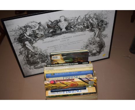 A collection of large format fishing books, including: The Illustrated Encyclopaedia Of Fishes; The Fisherman's World In Pict