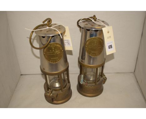 Two miner's safety lamps, made by The Protector Lamp & Lighting Co. Ltd., Eccles.