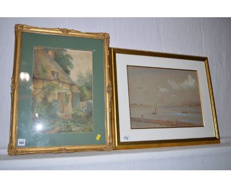 **** Conway - boats in an estuary, signed and dated '36, pen, ink and watercolour wash on grey-tinted paper; together with K*