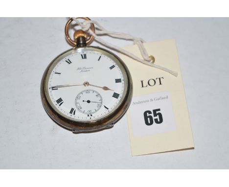A silver cased open faced pocket watch, by J.W.  Benson, 'The Ludgate', maker to Her Majesty The Queen, c.1925, fitted white 