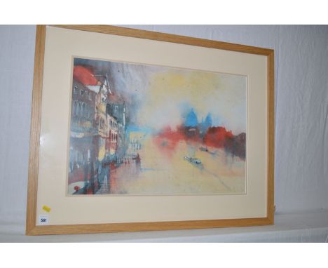 A colour print - Venetian canal scene with indistinct signature.