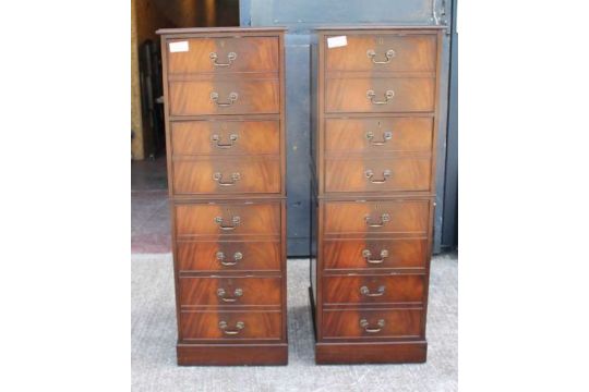 Pair Of Tall Slim Mahogany Filing Cabinets Offering 4 Large File