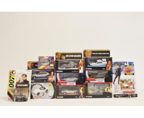 James Bond 007 Corgi: A Collection of Corgi diecast model James Bond cars, Lotus Esprit, Gyrocopter, BMW Z8 and others variou
