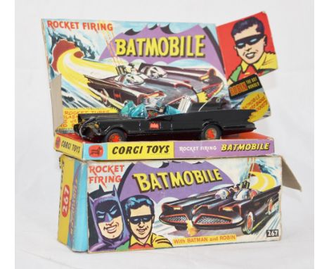 Corgi: Corgi No.267 Batmobile with Batman and Robin figures within original box with stand. Instructions and missiles present