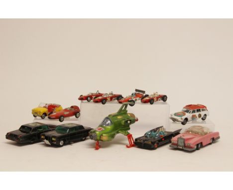 A collection of unboxed and playworn Corgi and Dinky to include a Dinky Toys Lady Penelope's FAB 1, Corgi Batmobile, two Corg