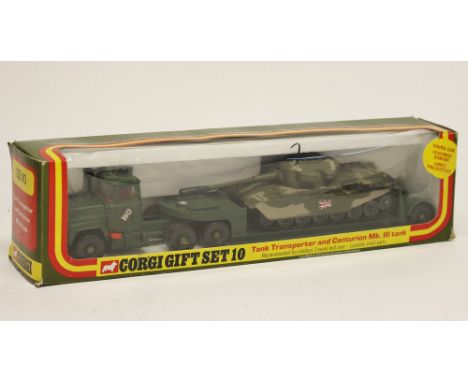 Corgi: A Corgi Toys Gift Set 10 Tank Transporter and Centurion Mk.III Tank within original box.