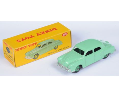Dinky Toys 172 Studebaker Land Cruiser - Light-green, mid-green ridged hubs, silver trim - Good Plus, lovely bright example i