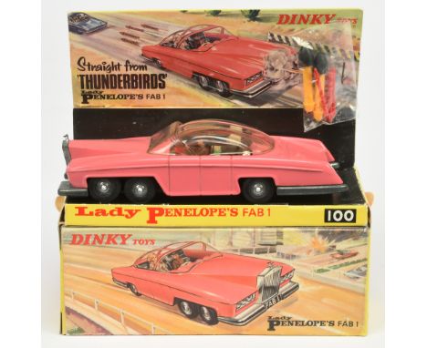 Dinky Toys 100 "Thunderbirds" Lady Penelope's FAB 1 Rolls Royce - Pink body and roof slides, gold interior with "Lady Penelop