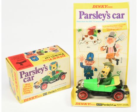 Dinky Toys 477 "The Adventures of Parsley" Morris Oxford&nbsp; "Parsley's" Car - Fluorescent green body, black chassis, red w
