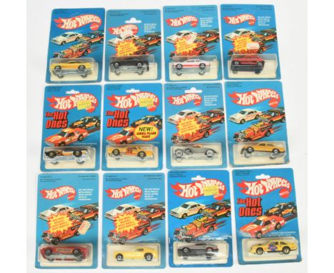 Hot Wheels (Mattel) Group of 12 to include Ford Escort XR3 - Black; Mirada Stocker - Yellow; Show Hoss - Red plus others - Co