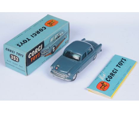 Corgi Toys 352 Standard Vanguard "RAF Staff" Car - Greyish-blue body, silver trim, flat spun hubs - Excellent Plus, lovely br