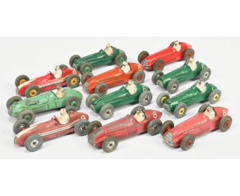 Dinky Toys Unboxed Group of 11 F1 Racing Cars to include - 232 Alfa Romeo - Red body, red plastic hubs; 235 HWM - Pale green 