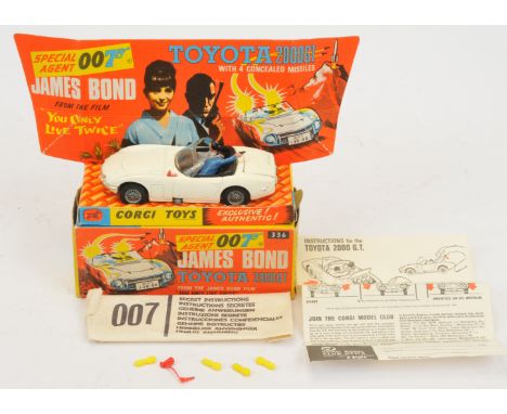 Corgi Toys 336 "James Bond" Toyota 2000 GT Taken from "You Only Live Twice" - White body, black interior with "James Bond &am