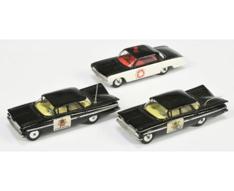 Corgi Toys Unboxed Group of 3 - (1) Oldsmobile Super 88 "County Sheriff" - Two-Tone black and white, red interior and roof li