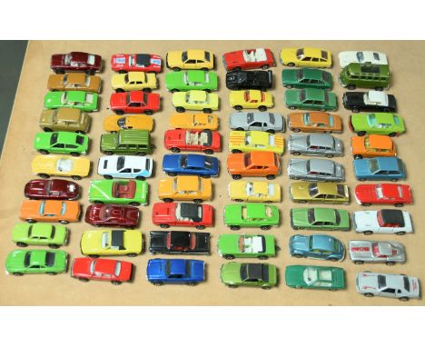 Group Of 60 Unboxed Small Scale To Include Playart Mini - Orange, Volkswagen Micro Bus - Green, Road Champs Ford Thunderbird 