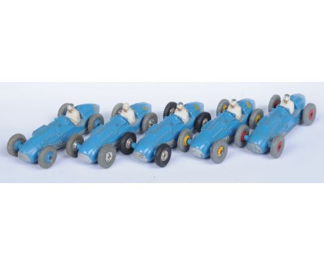 Dinky Toys Unboxed 23K/230 Talbot Lago F1 Racing Car Group of 5 - (1) Mid-blue including ridged hubs; (2) Same but chrome hub