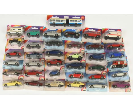 Siku Group Of 36 To Include - Hinged Bus, Suzuki Jeep, Mercedes 300E Plus others - conditions are Near Mint to Mint on Fair t