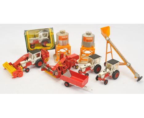 Corgi Toys Farm related Group To Include 55 David Brown Tractor - Boxed plus Unboxed Massey Ferguson 780 Combine, silo, plus 