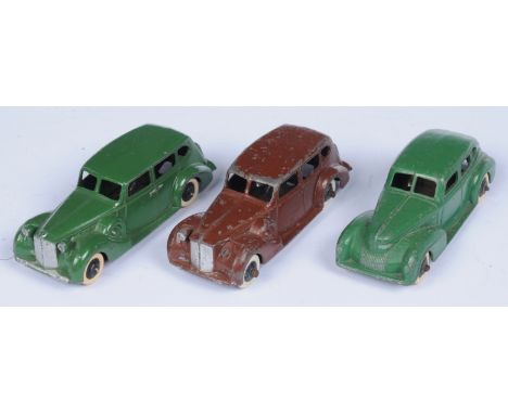 Dinky Toys Unboxed 39 Series Group Of 3 - (1) Chrysler - Green, silver trim, (2) Packard - Green, silver trim and (3) Same bu