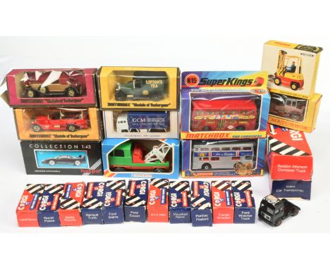 Group of 23 boxed To Include - Matchbox Superkings K15 Bus, Dinky 404 Fork Lift truck, MOy Y6 Fire Engine, corgi junior later