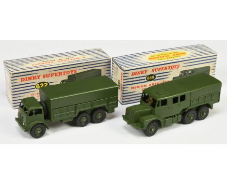 Dinky Toys Military A Pair - (1) 622 Foden Covered Wagon - Green including metal tilt and rigid hubs, (2)&nbsp; 689 Artillery