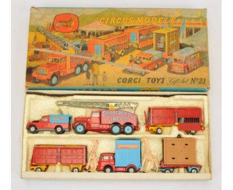 Corgi Toys Gs23 Gift Set "Chipperfields" (2nd Issue) - To Include Bedford TK Giraffe Transporter, Land Rover With Elephant ca