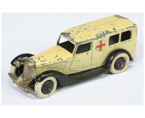 Dinky Toys Pre-War 24a (Type 1 Replacement chassis) "Ambulance" - Light Cream Body, black chassis and hubs with white tyres -
