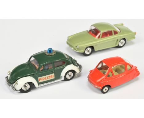 Corgi Toys Unboxed Group of 3 - (1) Renault Floride - Green, red interior, silver trim and spun hubs; (2) Heinkel Economy Car