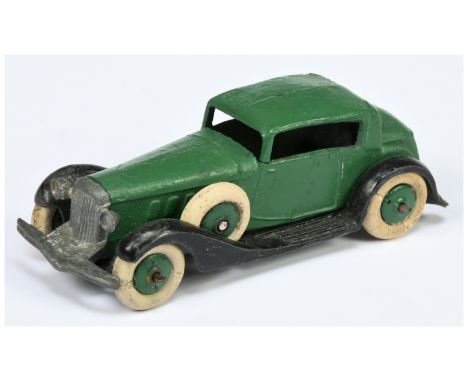 Dinky Toys Pre-War 24d (Type 1) Vogue - rare issue - Mid-Green including hubs with white tyres, black chassis (underside UN-p
