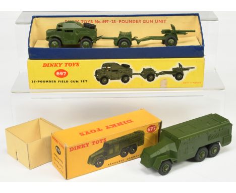 Dinky Toys Military A Pair - (1) 677 Armoured Command car - Green including supertoy hubs - Good Plus in a Good (grubby) yell