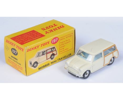Dinky Toys 197 Morris Mini Traveller - Off-white body with hard-to-find pale-blue interior, silver trim and spun hubs - Excel