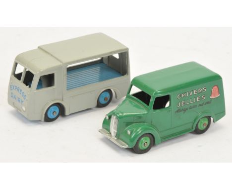 Dinky Toys Unboxed&nbsp; A Pair (1) 31c/452 Trojan Van "Chivers Jellies" - Green, mid-green rigid hubs and (2) 30v Electric d