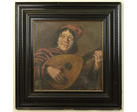 After Franz Hals (c.1582-1666). The Lute Player, late 19th century, oil on canvas, 51.5 x 50.5 cm, contained in an impressive