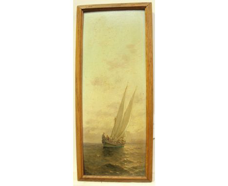 G. Gianni (late 19th century), sailing boat in full sail, with figures, leaving Valletta Harbour, Malta, signed G. Gianni and