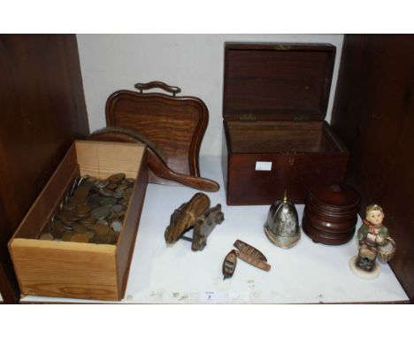 SECTION 7.  A Hummel figure, Police helmet novelty lighter, agate canon and crumb scoop, together with other collectables inc