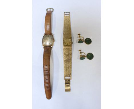 A Bulova wristwatch on leather strap, with Arabic numeral dial, together with a ladies Accurist wristwatch on metal strap, bo