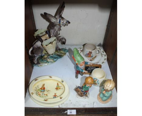 SECTION 28: A group of three Goebel figurines, including "the merry co-boys", together with a small quantity of Bunnykins cer