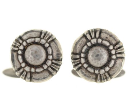 Georg Jensen. A pair of silver cufflinks, post 1945,&nbsp;18mm diam, maker's marks and&nbsp; 24, 7.5dwts Good condition with 