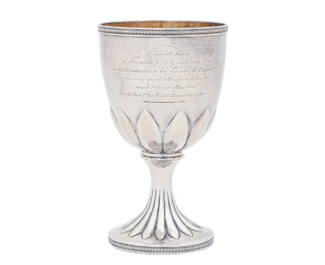 Nelson interest. A George III silver goblet,&nbsp;with the lobed&nbsp; bowl and foot,&nbsp; stippled running leaf rims,&nbsp;