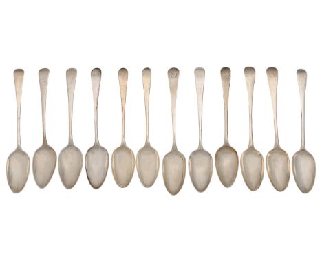 Six and three pairs of George III silver tablespoons,&nbsp;all London, various makers and dates, 24ozs 15dwts Light wear